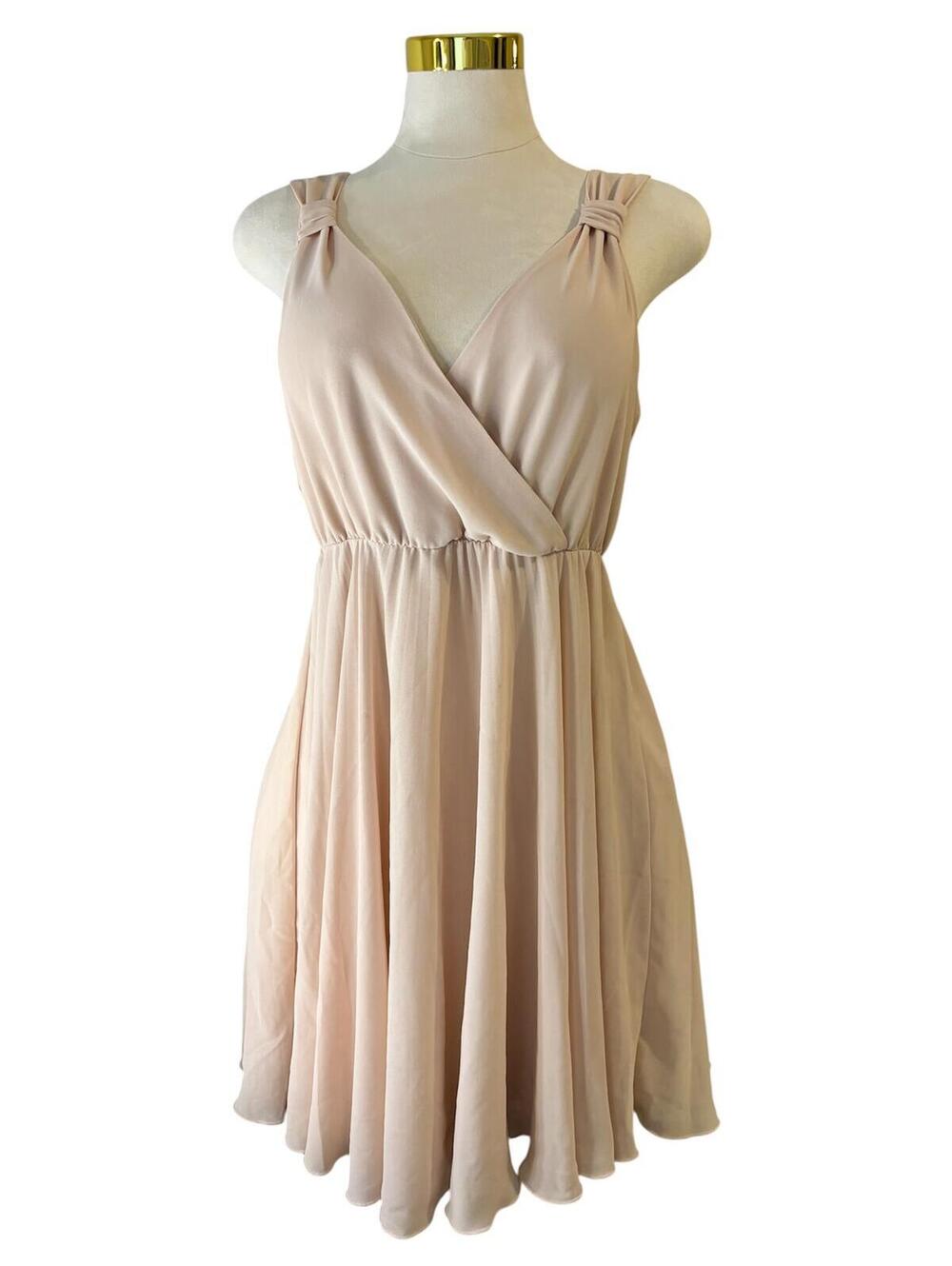 Women's L Blush Nude Wrap Front Sleeveless Flowy Dress Forever 21